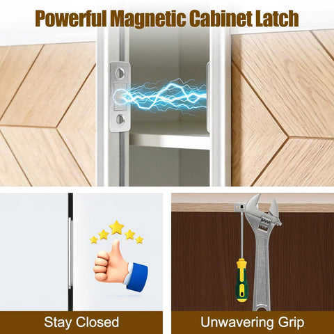 6 Pack Cabinet Magnetic Catch Set For Easy Install No Drill Stainless Steel Strong Magnetic Latch illustrating power and grip.