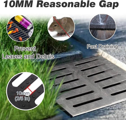 Tough As Nails Square Catch Basin Drain Grate 304 Stainless Steel Drainage Cover with 10mm gaps, designed for effective drainage.