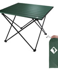 Ultralight Aluminum Camping Side Table With Carry Bag for Outdoor Cooking, with foldable design and included green carry bag