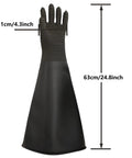 Heavy Duty Sandblasting Gloves 24.8 Inch Length, Durable Latex Rubber Protective Work Gear, Black Striped Design