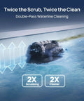 AquaSense 2 Cordless Robotic Pool Vacuum Cleaner With Auto Surface Parking performing dual-pass waterline cleaning.