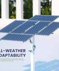 Dual Axis Solar Tracker Controller Kit With Auto Sun Tracking Wind Sensor LCD Display And Remote shown in outdoor setup
