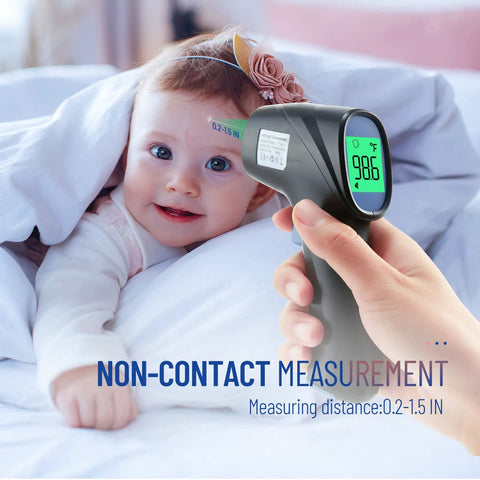 No Touch Forehead Thermometer For Adults And Kids, Ultra Fast 1 Second Read Infrared Thermometer With Accurate Fever Detection, Safe No Cross Contamination, Easy One Button Use With Backlit Display, used on baby forehead