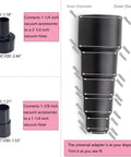 All-In-One 11-Piece Shop Vac Attachment Kit with hose adapters and reducing connectors dimensions for wet dry vacuums.