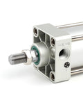 Close-up of Standard Pneumatic Air Cylinder 63 mm Bore 200 mm Stroke Double Acting With NPT Three Eighth Port Aluminum Body