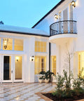Outdoor porch with installed Set It And Forget It Dusk To Dawn Photocell LED Light Bulbs 7W 800Lm 60W Edison Equivalent ST58 ST19