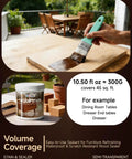 Dark Oak Water Based Wood Stain And Sealer In One with brush applying on wooden table outdoors, 10.5 fl oz.