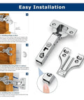 3D Adjustable Removable Cabinet Hinges With Soft Close Satin Nickel Finish showing installation steps