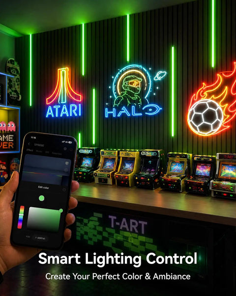 Galental RGB+IC Slat Wall Lights, Led Recessed Lighting, DIY Lights, 6 Pack illuminating retro arcade game room.