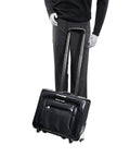 Patented Detachable Wheeled 17 Inch Leather Catalog Briefcase Workhorse with top grain cowhide extended handle