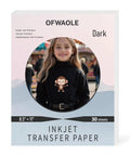 Dark Fabric Iron On Transfer Paper Set Of Thirty Sheets Eight Point Five By Eleven Inch Printable Vinyl For Inkjet And Laser Printers