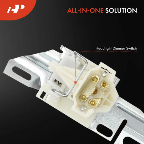 Heavy Duty Floor Mounted Headlight Dimmer Switch For Classic Chevy And Buick Rides Top Shelf Steering Column Replacement, detailed view of switch with metal clip.