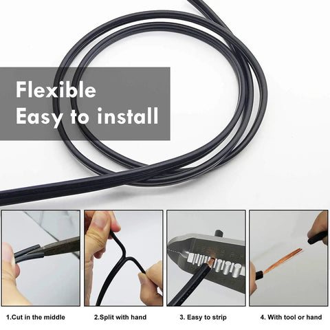Low Voltage Landscape Wire 100 Feet 16 AWG 2 Conductor Direct Burial Cable shown for flexibility and installation steps.