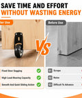 Comparison image of 2 inch gate caster wheels improving door movement, showing 'after' smooth sliding vs 'before' difficult scraping.