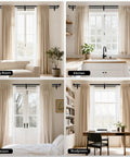 Double Curtain Rod For Windows 84 To 120 Inches Black 1 Inch Adjustable Heavy Duty Drapery Rod in living room, kitchen, bedroom, study