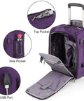 Rolling Personal Item Under Seat Duffle Bag 17x10x9 Inches Fits Most Major Airlines Including Spirit and Frontier with open compartments