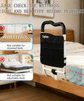 Extra Wide 16 Inch Bed Rail For Seniors, 350 Lb Capacity, 16 CFR Part 1270 Safety Certified, Adjustable Bed Cane in bedroom setup