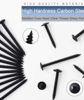 Size Eight Wood Screws Set, 140 Pieces, 3/4 Inch Modified Truss Head, Phillips Drive, Black Finish, Rust-Resistant Carbon Steel
