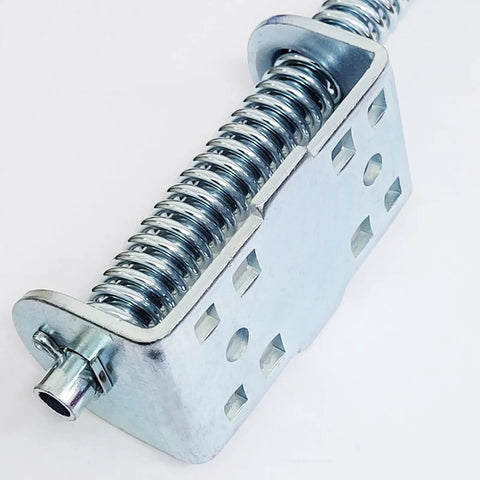 Front view of Pair Of Heavy Duty Garage Door Plunger Bumpers With Springs Left And Right For Opener System Parts Nine Inch Steel Construction
