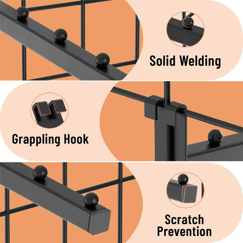 10 Pack Gridwall Waterfall Hooks With 12 Inch 6 Ball Faceouts showing solid welding and grappling hook design for clothing store.