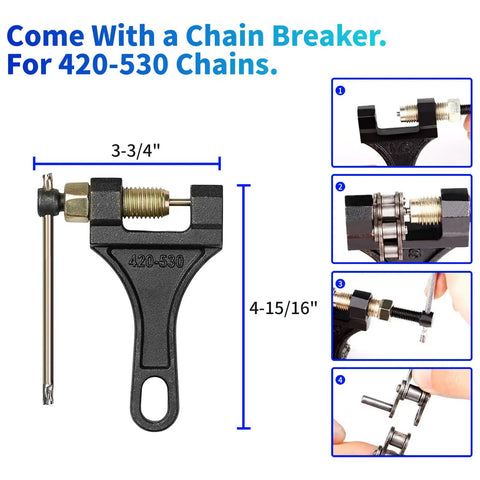 Chain breaker tool for Beefy 110 Links Roller Chain With Chain Breaker And 6 Free Connecting Links For 49cc To 80cc 2 Stroke Dirt Bikes