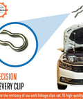 Carb Linkage Clips For Throttle Cable At Carb Set Of 10 Durable Zinc Plated Clips Part 852 shown on hood support rod
