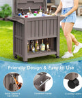 120-Quart Patio Cooler With Wheels, Rollable Outdoor Ice Chest With Bottle Opener, Collapsible Side Shelf And Drain Rack, Stainless Steel Lid, Party Ready For BBQs, Camping And Backyard Gatherings, Brown.
