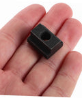 Heavy Duty 6 Piece T Slot Clamping Nuts Set Rock Solid High Strength T Nuts For T Slot Rails, showcasing a single matte black clamping nut.