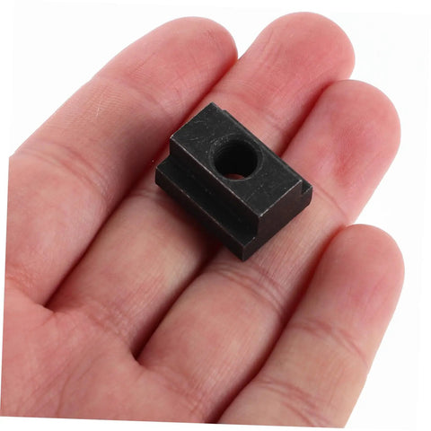 Heavy Duty 6 Piece T Slot Clamping Nuts Set Rock Solid High Strength T Nuts For T Slot Rails, showcasing a single matte black clamping nut.