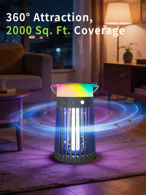Solar Bug Zapper Portable Outdoor Waterproof Mosquito Killer Light Rechargeable Fruit Fly Trap Lamp 4200V Electric Gnat Traps