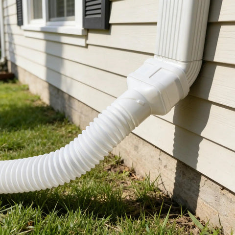 Extendable 16.5Ft Gutter Downspout Extension Pipe for 2x3 and 3x4 Downspouts, flexible drainage tube from 3.6Ft to 16.5Ft, white finish