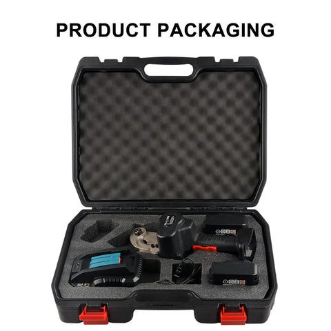 Ratcheting Cable Cutter Kit With Cleaning Brush, Rechargeable Hydraulic Wire Cutter in protective case, EC-54M packaging