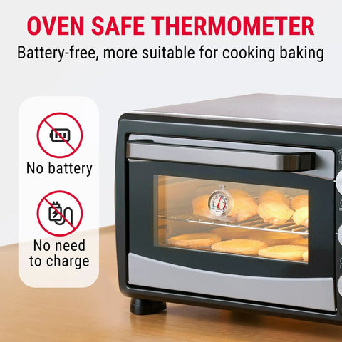 Two Pack Analog Oven Thermometer For Gas Ovens 50 To 300C And 100 To 600F inside oven with baked pastries