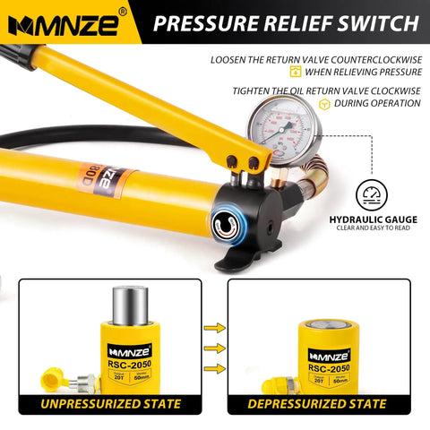 Beefy High Pressure Portable Manual Hydraulic Pump With Optional Gauge Lifts Cylinders And Jacks Anti Slip Handle Oil Return Switch