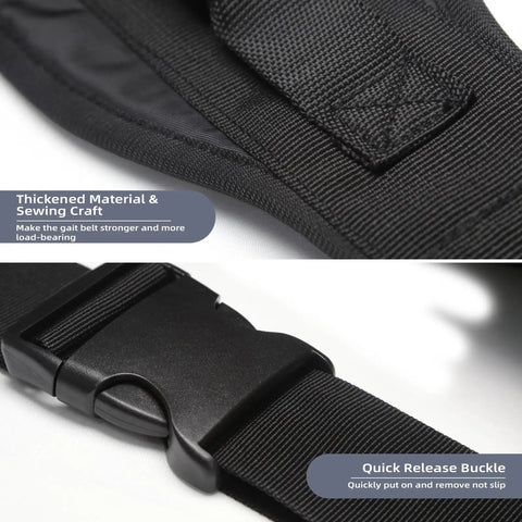 Close-up of Gait Belt With Easy Grab Handles For No Fuss Transfers And Smooth Mobility Support, Quick Release Buckle detail