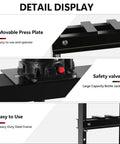 Detail display of Heavy Duty 20 Ton Hydraulic Shop Press With H Frame Design showing movable press plate and safety valve setup.