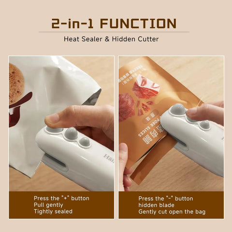 2 In 1 Bag Sealer With Cutter Portable Rechargeable Heat Sealer With Magnetic For Chips Snacks And Plastic Bags Close Up