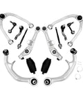 Complete Front Suspension Kit for 2003 to 2009 Infiniti G35 Coupe and Nissan 350Z Beef Up Your Ride With Front Control Arm Assembly, Sway Bar End Links, Tie Rod End, Rack and Pinion Bellows Boots, 14 Pieces Ready To Install displayed.