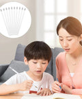 Child and adult using 10 Pack Carpenter Pencils With Erasers, Pure White Round Wooden Graphite Pencils for construction and office use.