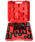 All In One Wheel Hub Tool Set For Front And Rear Hubs And Bearings Removal And Installation No Shop Press Needed Pro Grade DIY Friendly Home Mechanic Essential in red case with 19 adapters
