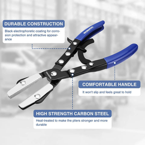 Ratcheting Hose Pinch Off Pliers With Locking Grip Beefy Ten Inch Heavy Duty Steel Tool for Automotive Use
