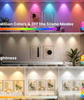 2 Inch Smart LED Recessed Lighting, 5W RGB Color Changing WiFi Downlight in various brightness levels and colors, showcasing modern decor.