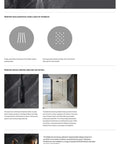 Matte black Statement Two-Function Hand Shower Wand with mode selector, 1.75 GPM, shown with wall mount and flow settings.