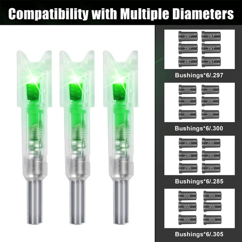 Three Pack LED Lighted Nocks For Crossbow Bolts Universal Fit With Half Moon Design Fits.285/.297/.300/.305 Inner Diameters