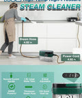 Hands Free Handheld Steam Cleaner With Handle Control One Point Six Liter Large Water Tank 3 Level Steam Output Thickened Hose Portable No Bending Easy To Use Pro Grade High Temp Steamer for cleaning kitchen counter, 1.6L dark green.
