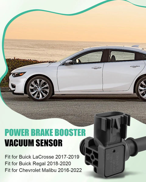 Power brake booster vacuum sensor; black plastic unit with electrical connector for Buick LaCrosse, Regal and Malibu
