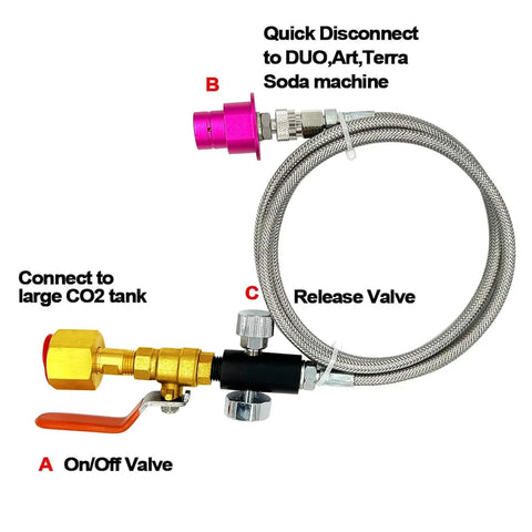 60 Inch High Pressure Stainless Steel CO2 Hose Kit With Quick Connect And Flow Control Ball Valve for soda machines