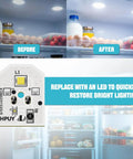 Refrigerator LED Light Replacement Kit 5 Pack For WR55X11132 WR55X25754 No Cover Easy Install Bright White LEDs comparison