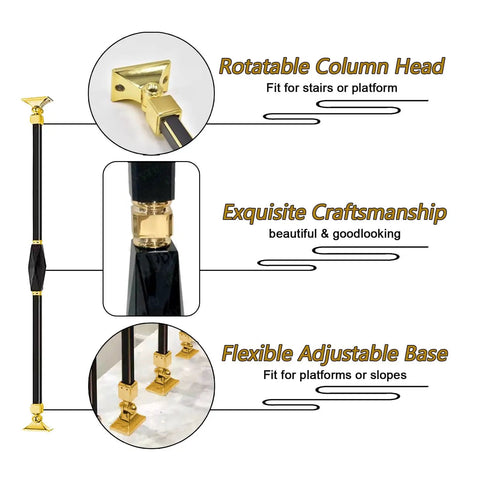 Hella Sturdy Square Deck Balusters And Stair Spindles Kit Featuring 37 Inch Adjustable Swivel Base showing rotatable column head and adjustable base.
