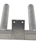 Rock Solid Double Spindle Manual Work Positioner Attachment featuring a narrow silver steel frame for heavy lifting and precise alignment.